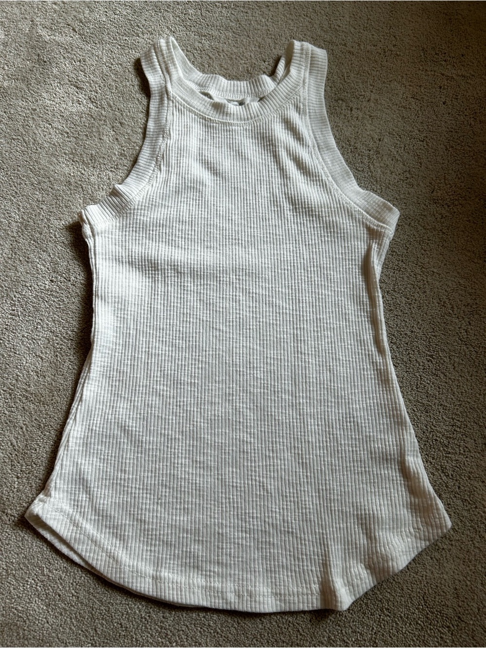 Amaryllis Slim Fit Ribbed Tank Top - White XS
